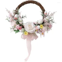 Decorative Flowers Easter Eggs Wreath Courtyard Decoration Door Hanging Decor Wall Ornament Holiday Garlands Party Supply