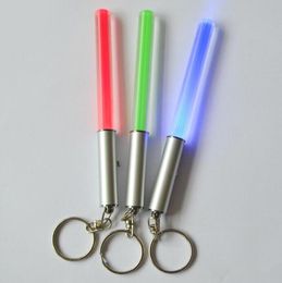 Durable Keychain Glow Pen Flash Torch Magic Wand Stick Lightsaber LED Light Keychain Glowing Cheering Sticks