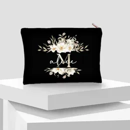 Cosmetic Bags Custom Name Gifts Bag Trendy Luxury Make Up Pouch Gift From Sister And Mom Travel Necessity Bride Wedding Storage