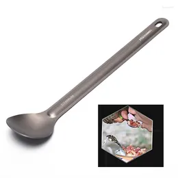 Dinnerware Sets Lightweight Long-handled Titanium Spoon For Camping And Outdoor Activities