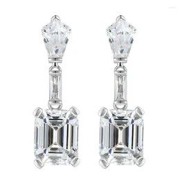 Stud Earrings 2024 S925 Silver 4ct Rectangular Pagoda Cut 8 10 High Carbon Diamond European And American Light Luxury