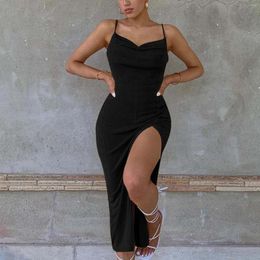 Casual Dresses Sexy Elegant For Women 2024 Plus Size Solid Colour Party Club Clothing Women's