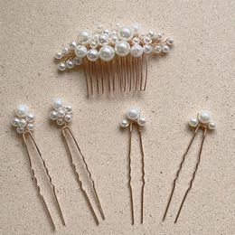 Hair Clips 5pcs Pearl Wedding Comb Hairpin Fashion U-shaped Headdress Side Pin Bridal Tiaras Jewellery 2024 Headpiece