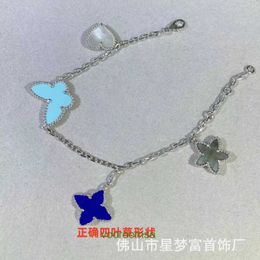 Edition Lucky Flower Butterfly Clover Bracelet Female 18k Rose Gold Love Collar Chain White Fritillaria With Box