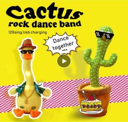 Whole 2021 Dancing Cactus Electric Plush Toy Singing 120 Songs And ing Duck Luminous Voice interaction Plush Toys For Kid1846115
