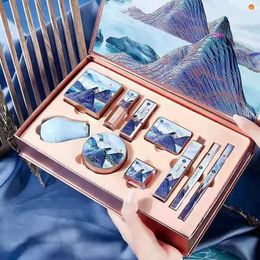 Lipstick Hot selling cosmetics set Oriental Beauty Lotus Pool Moonlight gift box Velvet lipstick ivory concealer eye shadow styling powder