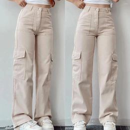 Women's Pants Cargo Jeans For Women High Street Harajuku Korean Fashion Casual Loose Pocket Versatile Wide Leg Joggers Trousers Clothing