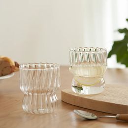 Glass Tumblers Cute Tumbler Cup Heat Resistant Glass Mug Tea Cup Clear Tumbler for Breakfast Drinkware 240105
