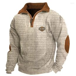 Men's Hoodies Fall/Winter 2024 Corduroy Sweatshirt 3D Digital Print Stand Collar Street Trend Zipper Printed