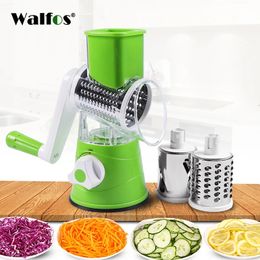 WALFOS 3 in 1 Vegetable Slicer Manual Kitchen Accessories Grater Vegetable Cutter Round Chopper Mandolin Shredder Potato Gadgets 240105