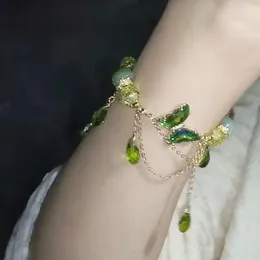 Link Bracelets Bracelet For Women Luxury Crystal Butterfly Beaded Adjustable Green Pendant Fashion Jewelry Accessorie