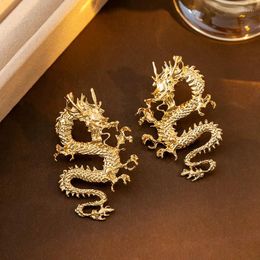Stud Earrings XIALUOKE Chinese Style Asymmetrical Dragon Shape For Women Fashion Personality Jewelry Gift