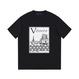 Men's T-shirt light luxury high-end temperament short sleeved Eiffel Tower digital print loose casual versatile