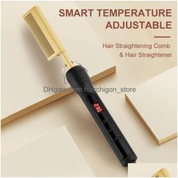 Hair Straighteners Comb Straightener For S And African Flat Irons Fast Heating Straightening Brush Straight Curler Roller Styler Too Dhbfm