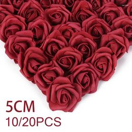 Decorative Flowers 10/20pcs Red Artificial Flower Fake Foam Rose Head For Birthday Party Home Wedding Centrepiece Mother's Day Valentine's