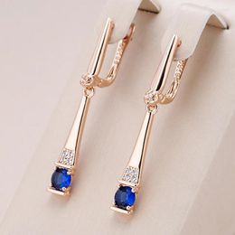 Dangle Earrings Kienl Trendy Blue Natural Zircon For Women Geometry 585 Rose Gold Colour Vintage Wedding Daily Fine Jewellery