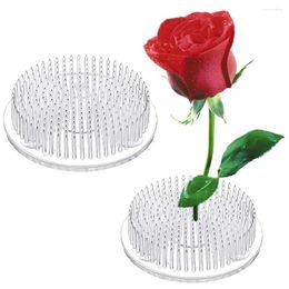 Kitchen Storage 2Pcs Flower Holder Professional Fall Prevention Plastic Strong Construction Pin Stand With 3 Suckers Desktop Decor