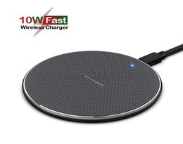 10W Fast Metal Qi Wireless Chargers For iPhone 13 12 11 Pro Xs Max X Xr Charging Pad LED Light Universal Phone charger With Retail5140618