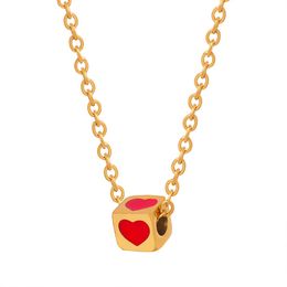 Droplet Glazed Heart Necklace Stainless Steel Plated 18k Gold Ladies Cute And Small Love Pendant Necklace Jewelry Gift
