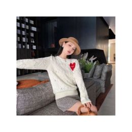 24 Women's Sweater Early Autumn New Love 3D Jacquard Knitted Top Simple and Versatile Pullover Sweetheart Slimming