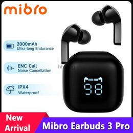 Cell Phone Earphones Mibro Earbuds 3 Pro TWS Wireless Earphones 2000mAh Reverse Charging Bluetooth 5.3 Headphone HiFi Stereo Noise Reduction Headset YQ240105