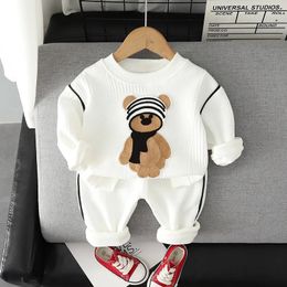 Spring Autumn Baby Boy Clothes 18 Months Cartoon O-neck Pullover Long Sleeve Hoodies Pants Toddler Outfits Girls Clothing Sets 240104