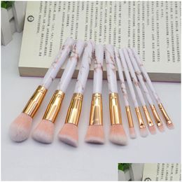 Makeup Brushes 10Pcs Sets Highlighter Eye Cosmetic Powder Foundation Shadow Cosmetics Professional Eyebrows Soft Hair Z0043 Drop Deliv Otytn