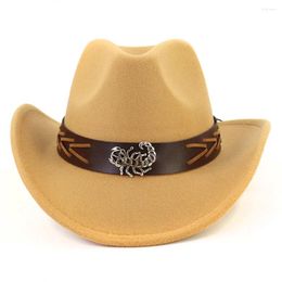 Berets High Quliaty Wome Men Fedora Felt Western Cowboy Hat Chapeu Gentleman Jazz Sombrero Hombre Cap Cowgirl Hats