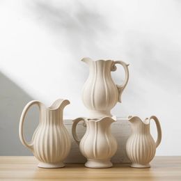 White Pot shaped Ceramic Vase Kettle Ceramic Vase Dual-use Irrigation And Watering European Minimalism 240105