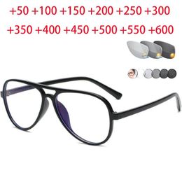 Sunglasses New Pilot Sunglasses Intelligent Photochromic Reading Glasses Magnifier Women Men Presbyopic Hyperopia Glasses +0.5 +2.0 to +4.0