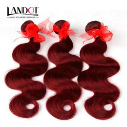 Wefts Burgundy Brazilian Virgin Hair Weave Bundles Brazilian Body Wave Wavy Hair 3Pcs Lot Wine Red 99J Cheap Human Hair Extensions Tangl