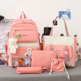 LargeCapacity Primary School Junior High School Students Shoulders Backpack High School Five Sets of MultiCompartment Fash 240105