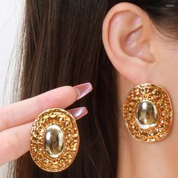 Hoop Earrings Vintage Exaggerated Gold Silver Color Large Circle For Women Creative Design Alloy Irregular Round Jewelry