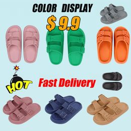 Hot sale Women Slippers Adjustable Buckle Thick Platform Sandals Beach Shoes Bathroom Slipper Soft EVA Flat Sole Slides eur34-45