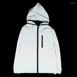 Men's Jackets Plus Size 5XL Men Full Reflective Jacket Light Hoodies Large Hip Hop Waterproof Windbreaker Hooded Streetwear Coats