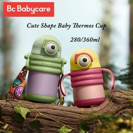 Bc Babycare 280/360ml 316L Stainless Steel Vacuum Water Cup Cold Water Thermos Mug Leak-proof Cute Baby Straw Insulated Cups 240104