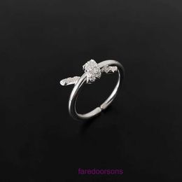 Family T Double Ring Tifannissm Rings Single knot ring for women with exquisite and high end feel medieval full diamond light luxury Have Original Box