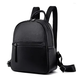 School Bags Fashion Women Backpacks For Teenagers Girl Schoolbag Casual Real Cow Leather Small Backpack Female Shoulder