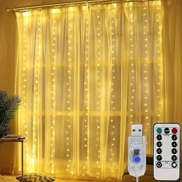 1pc 300 LED 8 Lighting Modes Fairy Lights, Room Curtain Light, Outdoor Icicle Light, Romantic New Year Christmas Bedroom Party Wedding Decoration Light String.