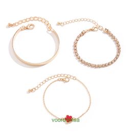 Brand Classic Four leaf Clover Bracelet Van Jewellery Water Diamond Chain Five Leaf Grass Simplified Geometry Smooth Face With Box Jun