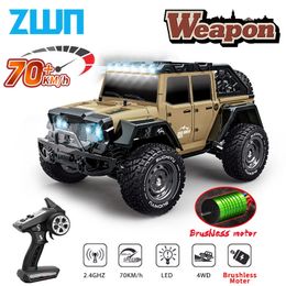 ZWN 1 16 4x4 Off Road Rc Car 4WD Brushless Remote Control Truck 70KM/H Or 50km/h High Speed Drift car vs Wltoys 124016 Toys 240105