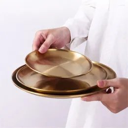 Plates Western Steak Round Tray Eco-Friendly High Quality Stainless Steel Dinner Gold Dishes Plate Tableware