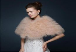 Scarves Real Ostrich Feather Wedding Shawl Winter Women Fur Wrap Cape Scarf y Marabou Bridal Shrug8917269