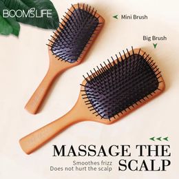 Wood Hair Brush Women Detangling Combs for Massage Airbag Paddle Cushion Loss Improve Scalp Tool 240105