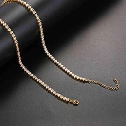 Hochwertige Cz-Kubikzirkonia-Halskette für Damen, 2 mm x 5 mm, Silber, 18 Karat vergoldet, dünne Diamantkette, Tennis-Halskette220a8083726