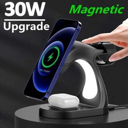 Wireless Chargers 30W 4 in 1 Magnetic Wireless Charger Stand for 14 13 12 Pro Max Watch Fast Charging Dock Station Macsafe YQ240105