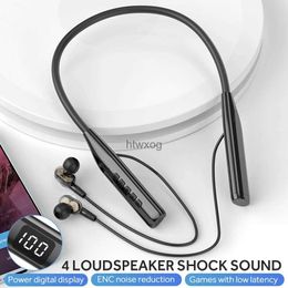 Cell Phone Earphones Genuine OKSJ A15 Bluetooth Headset Wireless Sports Earphones Four Speaker Digital Display Noise Reduction Halter Neck Headphones YQ240105