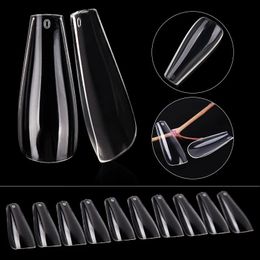 500st/box Nature Transparent False Artificial Nail Coffin Tips Half Cover Clear Nail Tips Fake Cover 10 Storlekar Diy ABS Plast 240104