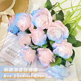 Decorative Flowers Simulated Snow Mountain Gradient Colour Rose Outdoor Wedding Supplies Valentines Day Gift Living Room Display Artificial