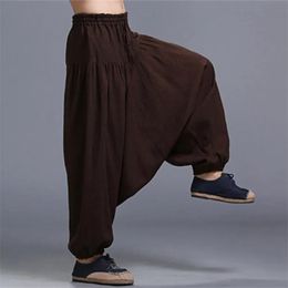 Pants Men Summer Streetwear CrossPants Cotton Drop Crotch Joggers Pants Wide Leg Pants Large Size Men Loose Trousers M5XL